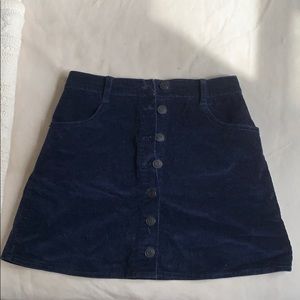 Brandy Melville Navy Button-Front Corduroy Skirt